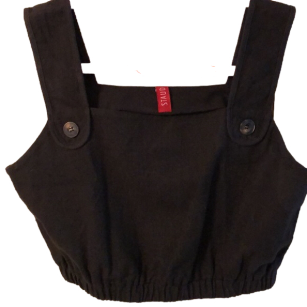STAUD Black Linen/Rayon Crop Top (Size M) (Made in Los Angeles)